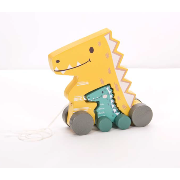 Lule Drvena igračka na povlačenje-Mama i Beba Dino