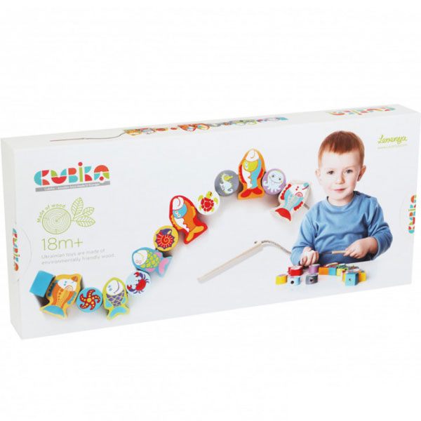 Cubika Drvena Igračka Nizanje Perli-Ribice(13 elemenata)