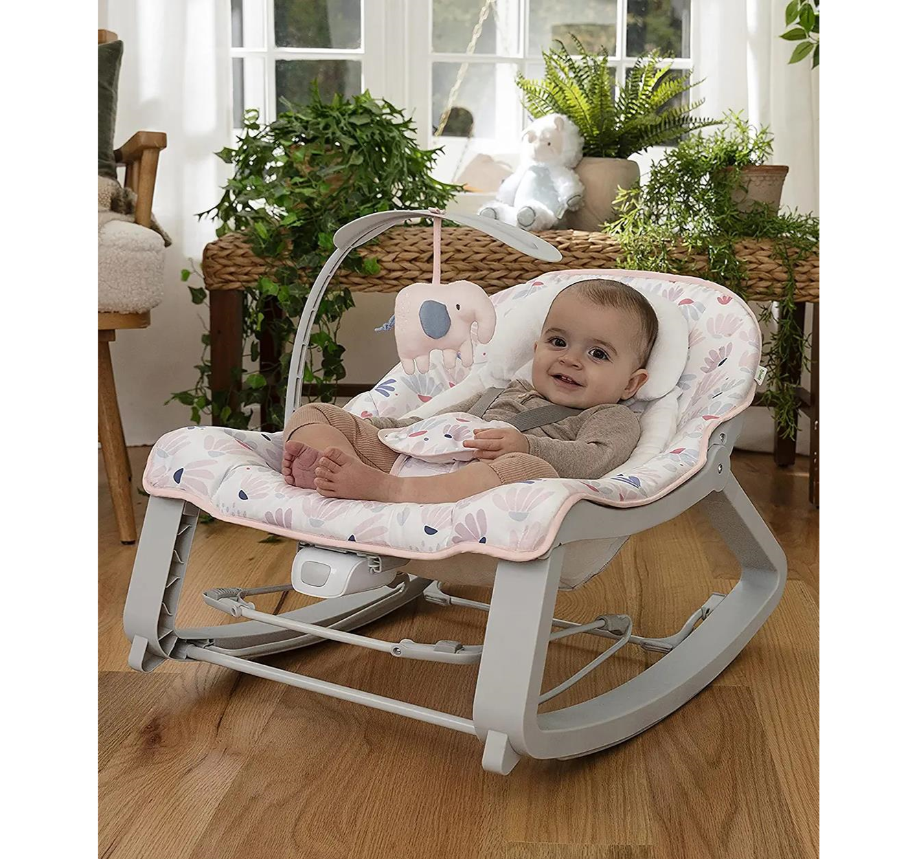 Ingenuity elektricna ljuljaska Keep Cozy-Grow With Me Rocking Seat-Pink