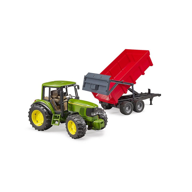 Bruder igracka traktor JD sa crvenom prikolicom