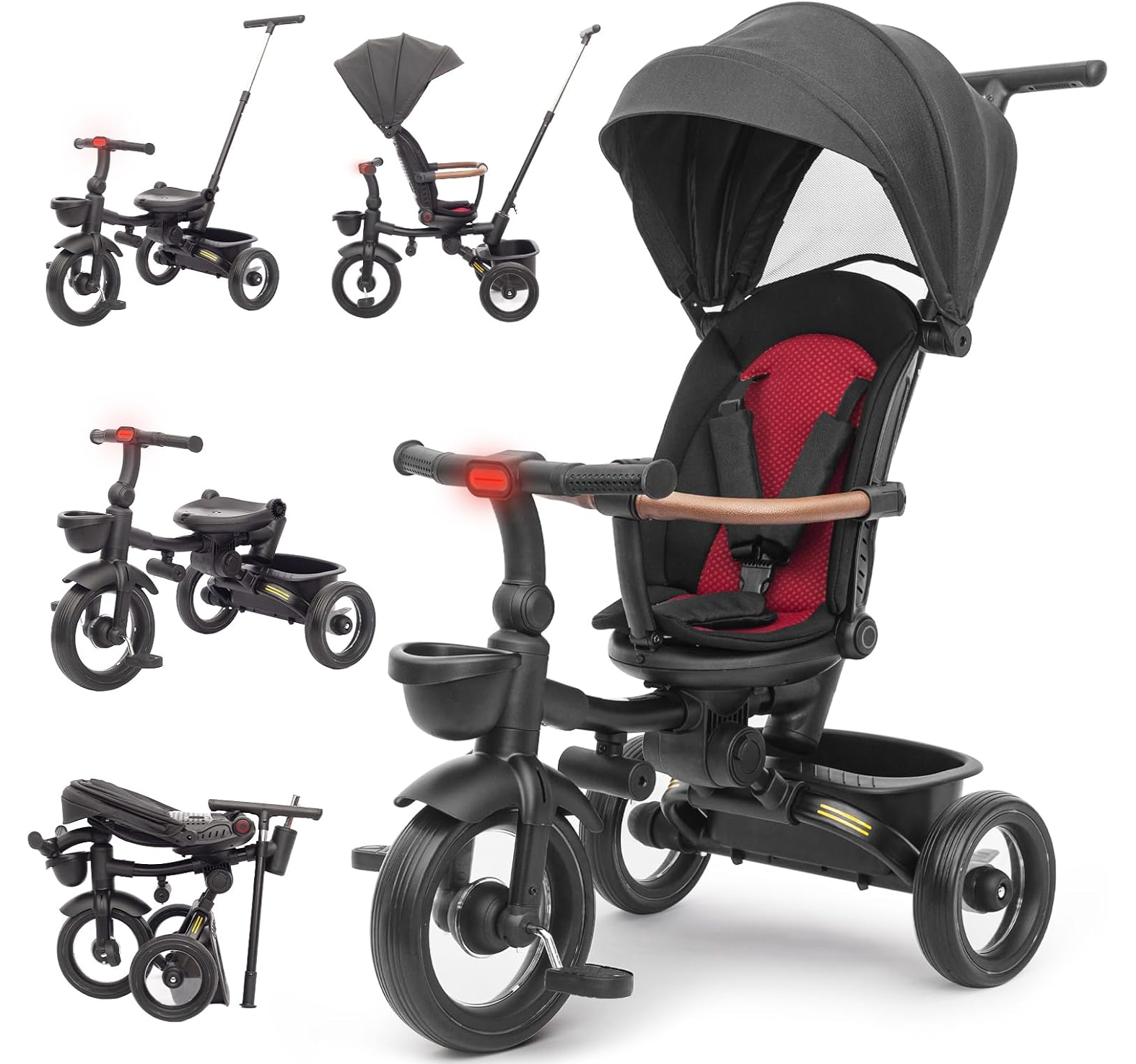 Only Tricikl za decu sa rotirajućim sedištem 7u1-Black&Red