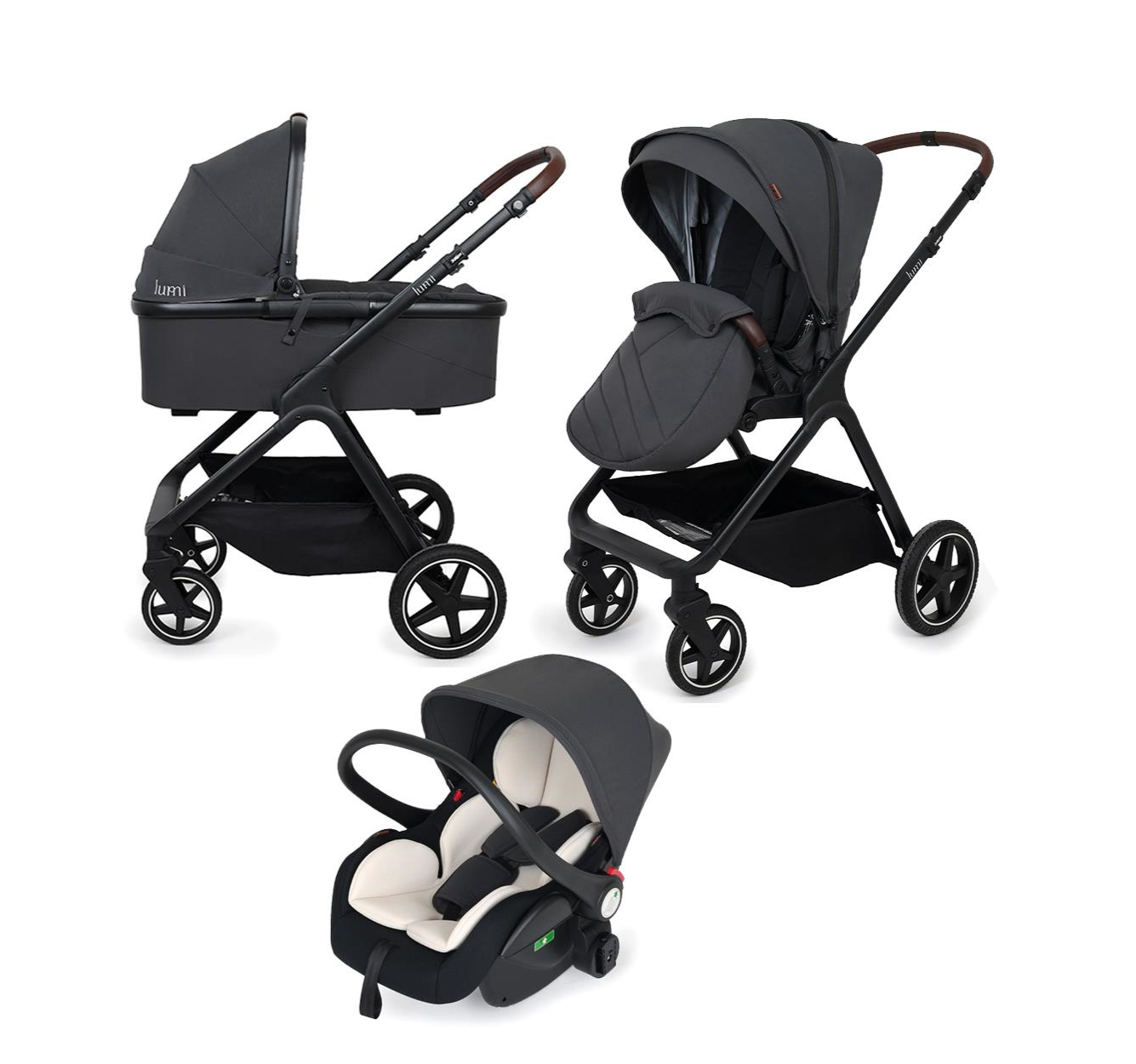 Jungle Lumi Kolica za bebe 3u1 sa i-Size auto sedištem-Grey
